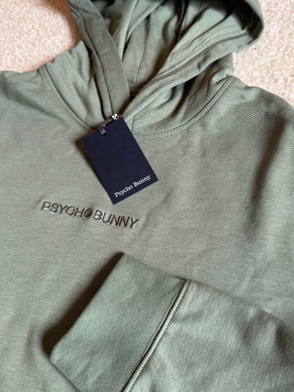 Psycho Bunny Men's M Hoodie Nora Classic French Terry Wordmark Sea Spray NWT